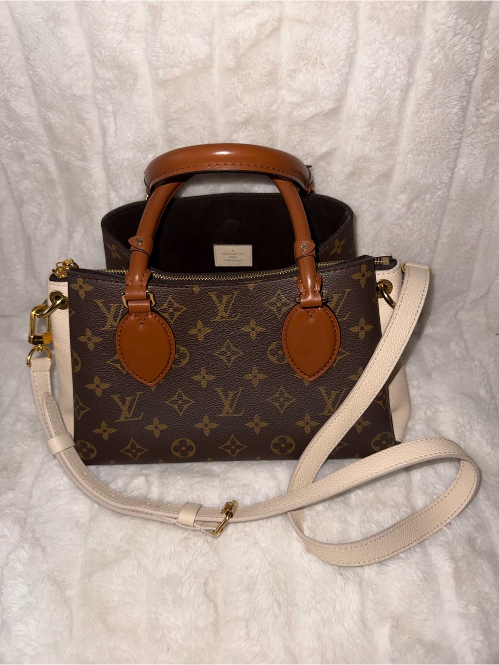 Louis Vuitton Brown Monogram Crossbody with Cream Strap